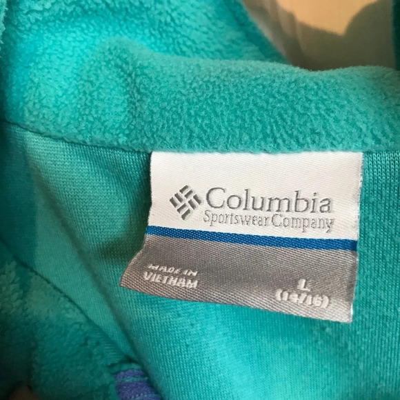Columbia Girls Size Large Teal Blue 1/4 Zip Fleece Fuzzy - Picture 4 of 5